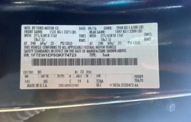 Photo 10 from auction – 2016 FORD F150 SUPER with VIN 1FTEW1EP5GKF74723