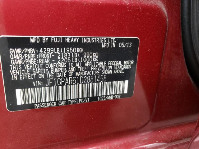 Photo 10 from auction – 2013 SUBARU IMPREZA SP with VIN JF1GPAR61D2881458