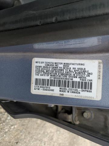 Photo 10 from auction – 2003 TOYOTA COROLLA MA with VIN 2T1KR32E83C084748