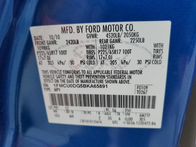 Photo 10 from auction – 2011 FORD ESCAPE XLT with VIN 1FMCU0DG5BKA65891
