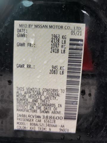 Photo 10 from auction – 2021 NISSAN ALTIMA SR with VIN 1N4BL4CV3MN388600
