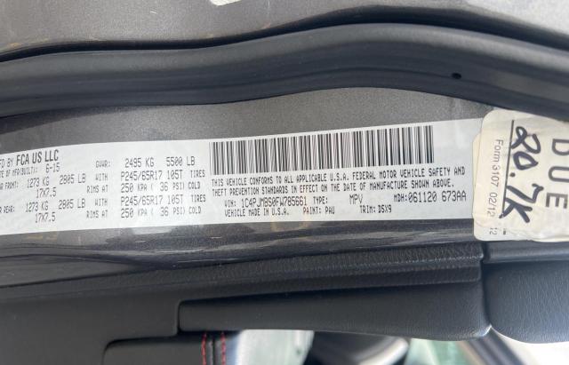 Photo 10 from auction – 2015 JEEP CHEROKEE T with VIN 1C4PJMBS0FW785661