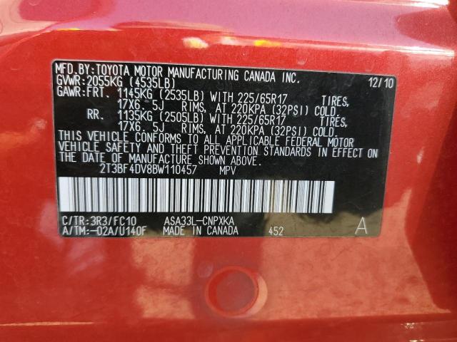 Photo 10 from auction – 2011 TOYOTA RAV4 with VIN 2T3BF4DV8BW110457