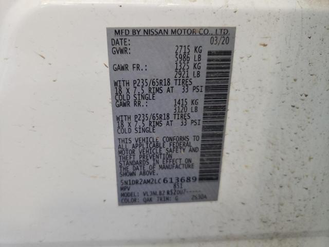 Photo 10 from auction – 2020 NISSAN PATHFINDER with VIN 5N1DR2AM2LC613689