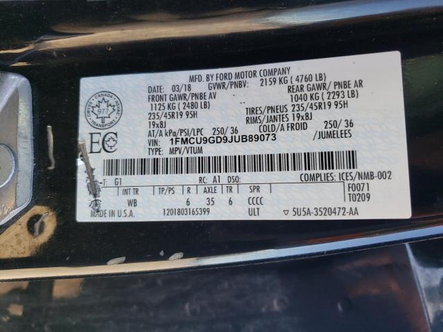 Photo 10 from auction – 2018 FORD ESCAPE SE with VIN 1FMCU9GD9JUB89073