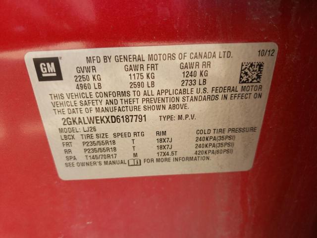 Photo 10 from auction – 2013 GMC TERRAIN SL with VIN 2GKALWEKXD6187791