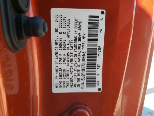 Photo 10 from auction – 2003 HONDA ELEMENT EX with VIN 5J6YH28573L008648