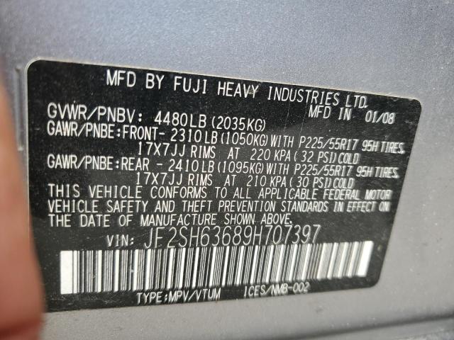 Photo 10 from auction – 2009 SUBARU FORESTER with VIN JF2SH63689H707397