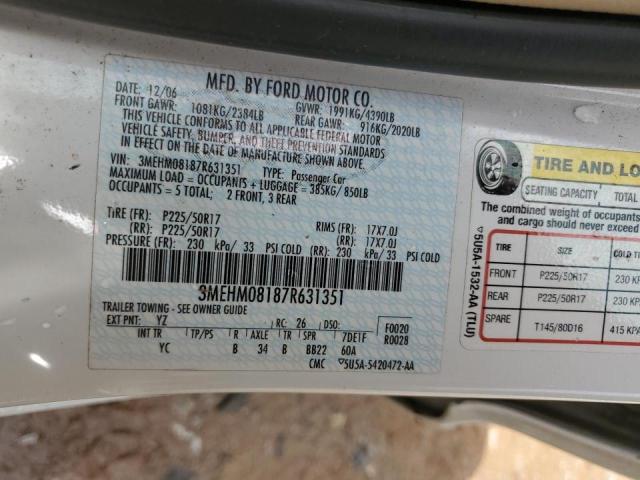 Photo 10 from auction – 2007 MERCURY MILAN PREM with VIN 3MEHM08187R631351