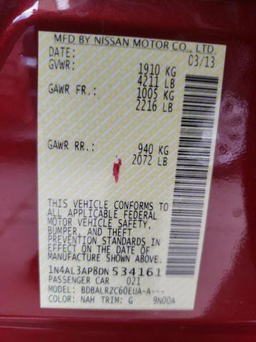 Photo 10 from auction – 2013 NISSAN ALTIMA 2.5 with VIN 1N4AL3AP8DN534161