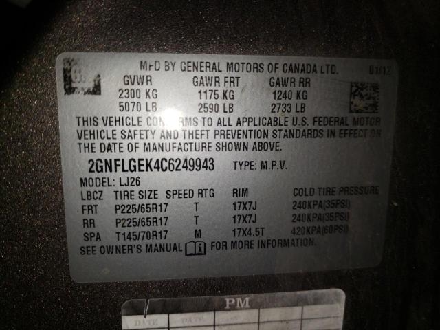 Photo 10 from auction – 2012 CHEVROLET EQUINOX 4D with VIN 2GNFLGEK4C6249943