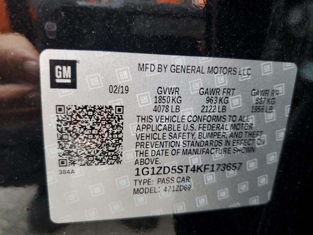 Photo 10 from auction – 2019 CHEVROLET MALIBU LT with VIN 1G1ZD5ST4KF173657