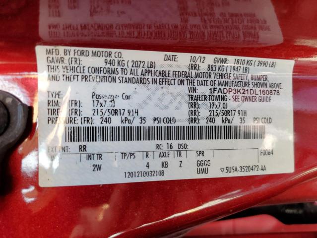 Photo 10 from auction – 2013 FORD FOCUS SE with VIN 1FADP3K21DL160878