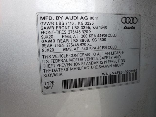 Photo 10 from auction – 2012 AUDI Q7 PREMIUM with VIN WA1LMAFE6CD000960