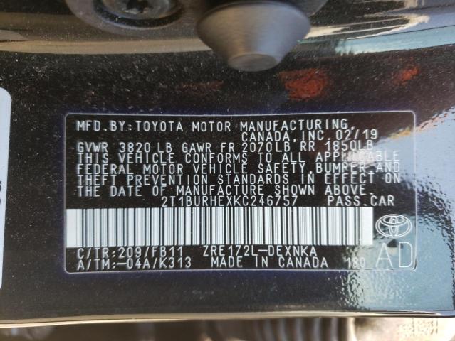 Photo 10 from auction – 2019 TOYOTA COROLLA L with VIN 2T1BURHEXKC246757