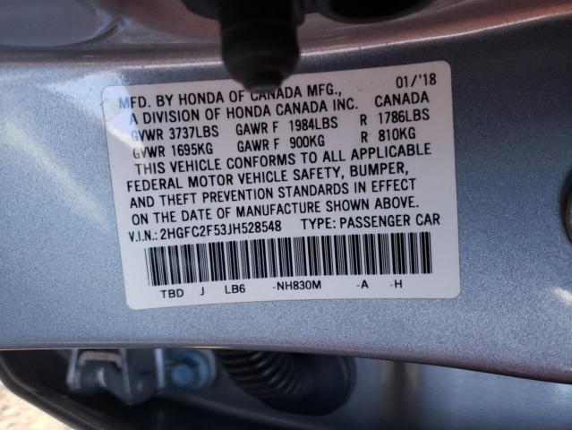 Photo 10 from auction – 2018 HONDA CIVIC LX with VIN 2HGFC2F53JH528548