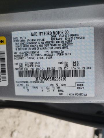 Photo 10 from auction – 2018 FORD FUSION TIT with VIN 3FA6P0D98JR206950