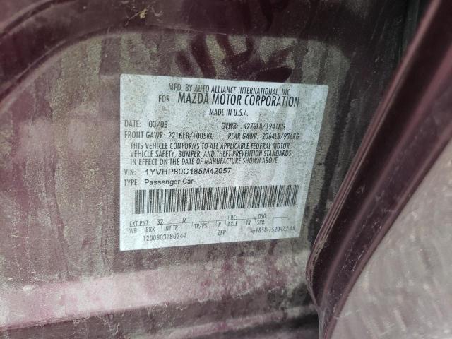 Photo 10 from auction – 2008 MAZDA 6 I with VIN 1YVHP80C185M42057
