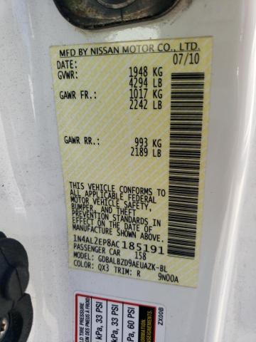 Photo 10 from auction – 2010 NISSAN ALTIMA S with VIN 1N4AL2EP8AC185191