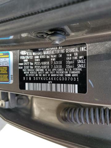 Photo 10 from auction – 2012 KIA SORENTO EX with VIN 5XYKUCA6XCG307031