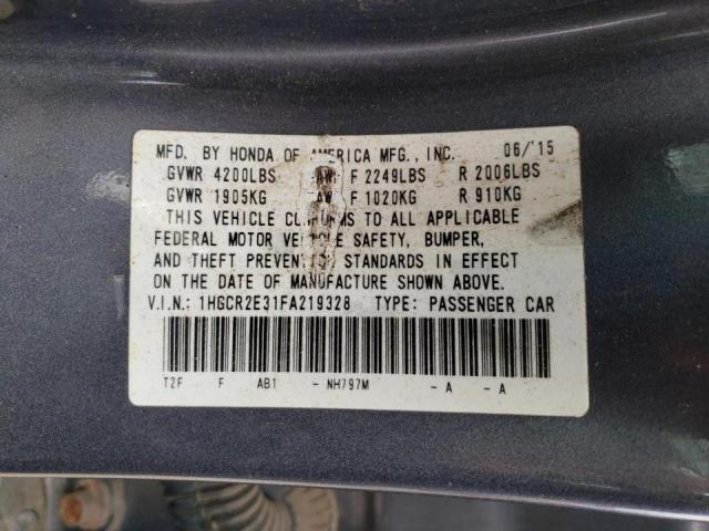 Photo 10 from auction – 2015 HONDA ACCORD LX with VIN 1HGCR2E31FA219328