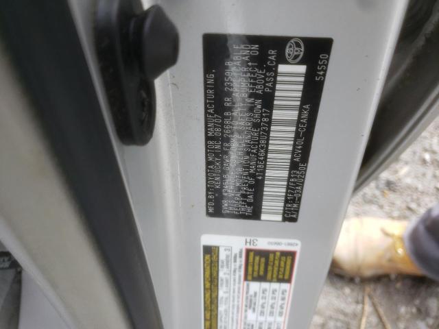 Photo 10 from auction – 2008 TOYOTA CAMRY CE with VIN 4T1BE46K38U737817