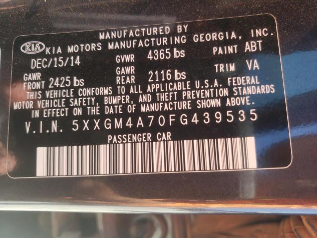 Photo 10 from auction – 2015 KIA OPTIMA LX with VIN 5XXGM4A70FG439535