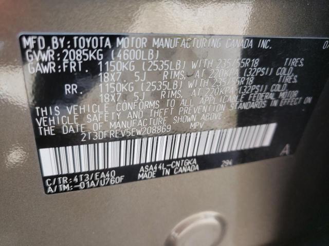 Photo 10 from auction – 2014 TOYOTA RAV4 LIMIT with VIN 2T3DFREV5EW208869