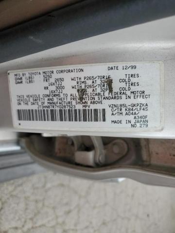 Photo 10 from auction – 2000 TOYOTA 4RUNNER LI with VIN JT3HN87R7Y0287523