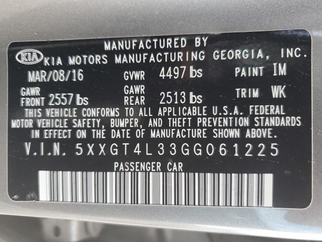 Photo 10 from auction – 2016 KIA OPTIMA LX with VIN 5XXGT4L33GG061225