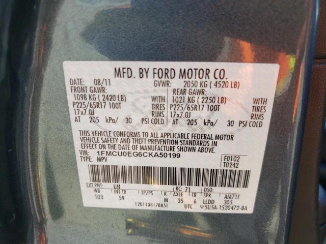 Photo 10 from auction – 2012 FORD ESCAPE LIM with VIN 1FMCU0EG6CKA50199