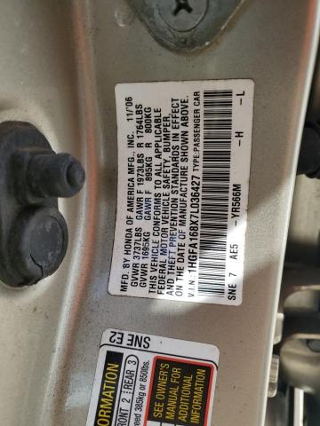 Photo 10 from auction – 2007 HONDA CIVIC EX with VIN 1HGFA168X7L036427