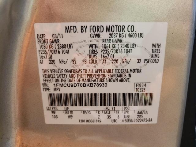 Photo 10 from auction – 2011 FORD ESCAPE XLT with VIN 1FMCU9D70BKB78930