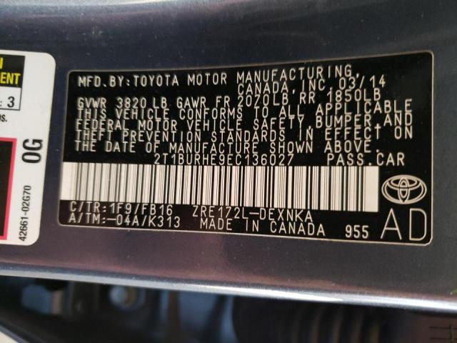 Photo 10 from auction – 2014 TOYOTA COROLLA L with VIN 2T1BURHE9EC136027