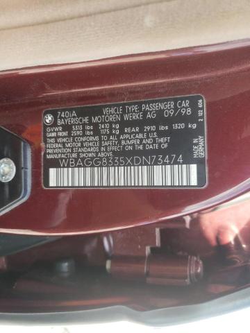 Photo 10 from auction – 1999 BMW 740 I AUTO with VIN WBAGG8335XDN73474