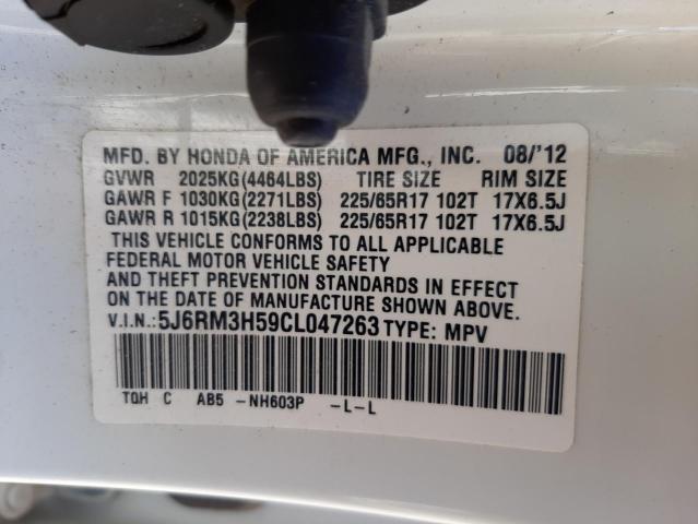 Photo 10 from auction – 2012 HONDA CR-V EX with VIN 5J6RM3H59CL047263