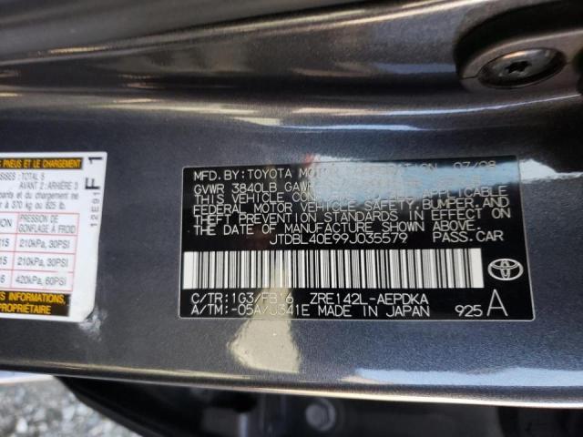 Photo 10 from auction – 2009 TOYOTA COROLLA BA with VIN JTDBL40E99J035579