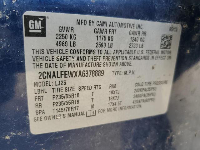 Photo 10 from auction – 2010 CHEVROLET EQUINOX LT with VIN 2CNALFEWXA6378889