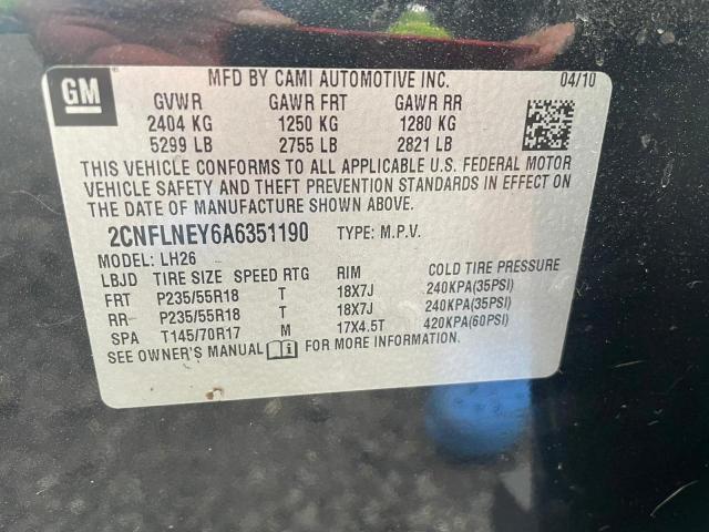 Photo 10 from auction – 2010 CHEVROLET EQUINOX LT with VIN 2CNFLNEY6A6351190