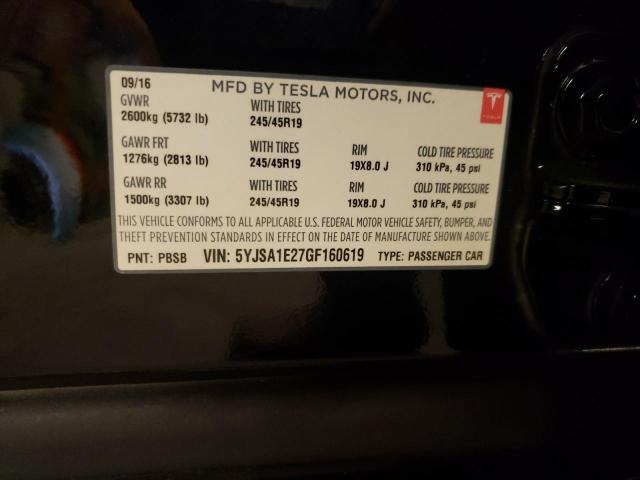 Photo 10 from auction – 2016 TESLA MODEL S with VIN 5YJSA1E27GF160619