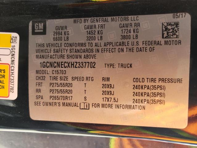 Photo 10 from auction – 2017 CHEVROLET SILVERADO with VIN 1GCNCNECXHZ337702