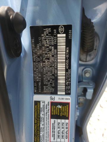 Photo 10 from auction – 2012 TOYOTA CAMRY BASE with VIN 4T4BF1FKXCR225188