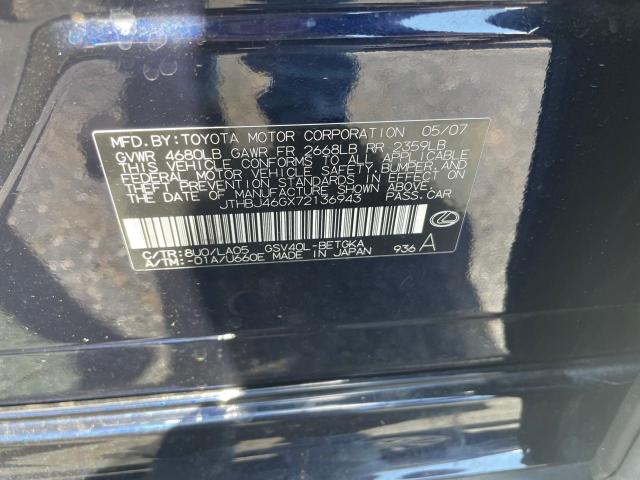 Photo 10 from auction – 2007 LEXUS ES 350 with VIN JTHBJ46GX72136943