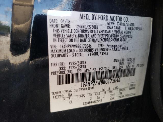 Photo 10 from auction – 2008 FORD TAURUS SEL with VIN 1FAHP27W88G172046
