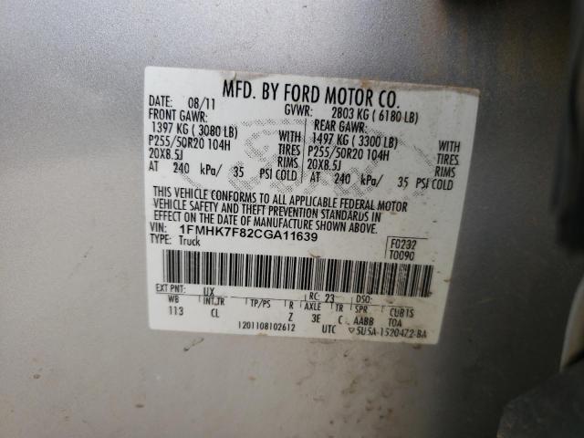 Photo 10 from auction – 2012 FORD EXPLORER L with VIN 1FMHK7F82CGA11639