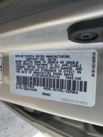 Photo 10 from auction – 2002 TOYOTA CAMRY LE with VIN 4T1BF32K92U534130