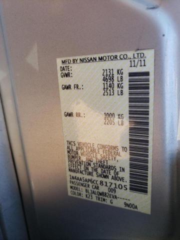Photo 10 from auction – 2012 NISSAN MAXIMA S with VIN 1N4AA5AP6CC817105