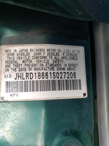 Photo 10 from auction – 2001 HONDA CR-V EX with VIN JHLRD18661S027206