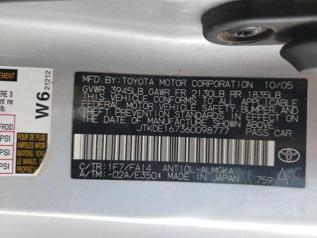 Photo 10 from auction – 2006 TOYOTA SCION TC with VIN JTKDE167360098777