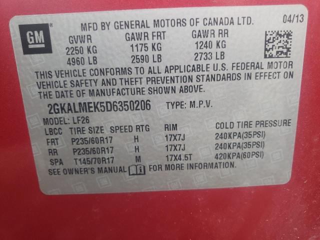 Photo 10 from auction – 2013 GMC TERRAIN SL with VIN 2GKALMEK5D6350206